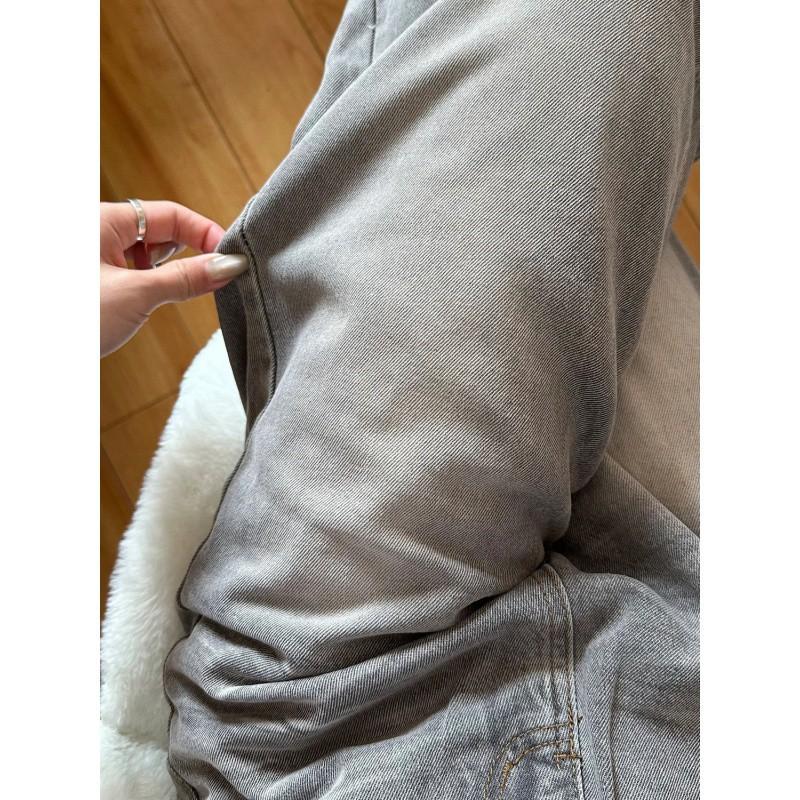 Korejská móda Džínové kalhoty Dámské Harajuku Kpop Streetwear Kalhoty Styl Jaro Vintage Volné džíny Plus Size