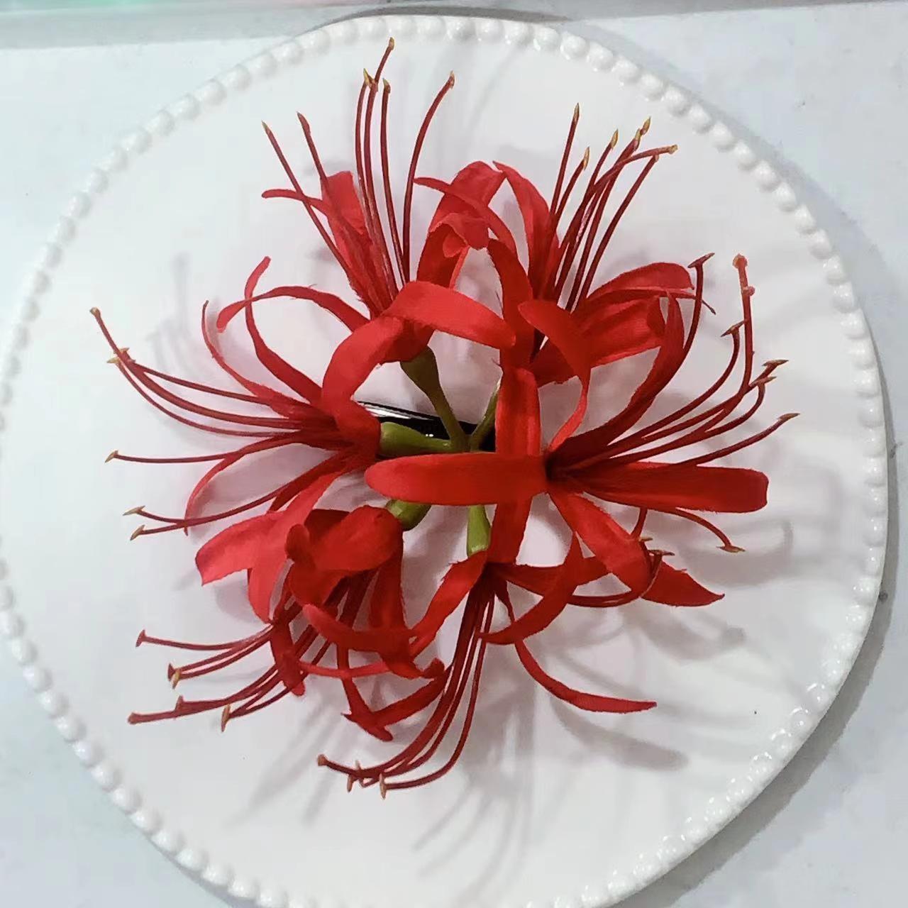 

Large Size Cross Shore Flower Hair Clip Female Atmosphere Simulation Red Headpiece Edge Beach Vacation Photography Accessories