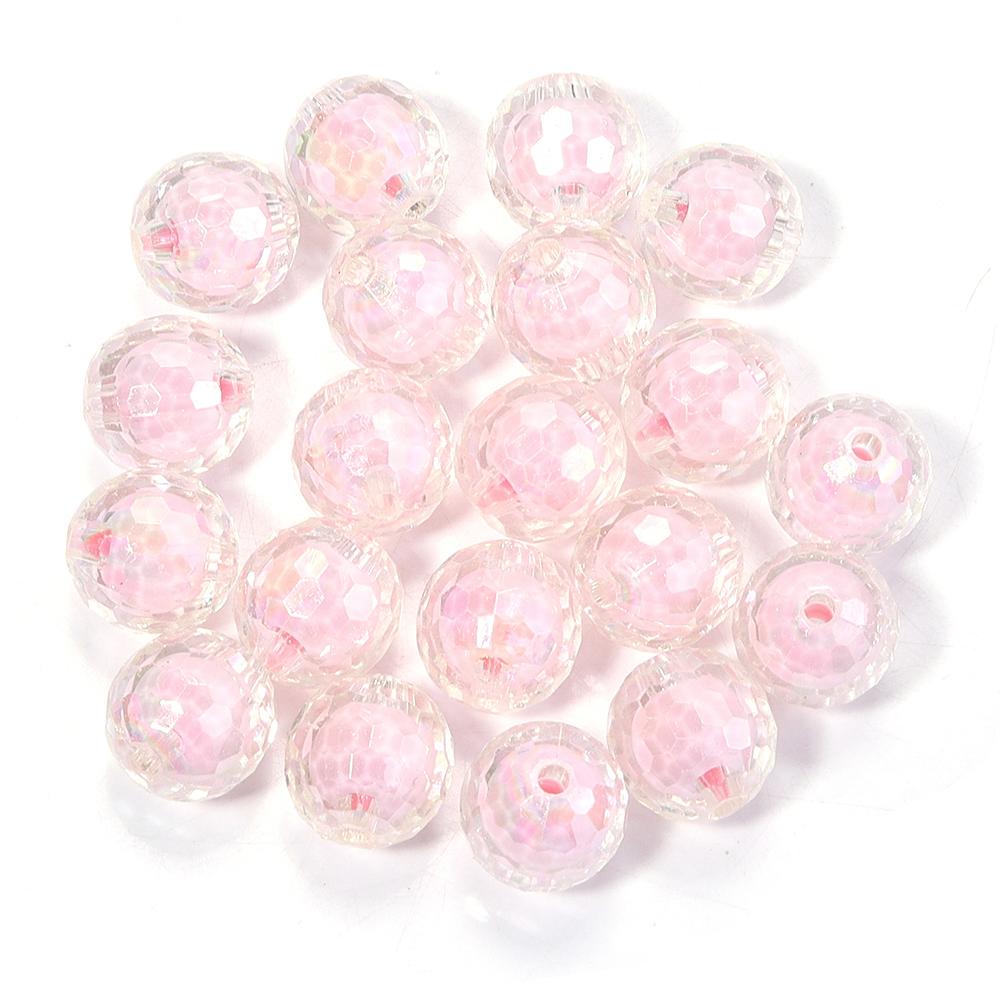 20pcs/lot 16mm AB Colored Faceted Beads Loose Spacer Acrylic Ball Beads For DIY Charms Bracelet Keychains Jewelry Accessories