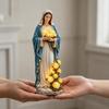 Estatua de María de Resina 1 Pieza con Rosas Amarillas Iluminadas por LED Figura Pintada a Mano para Altar Pequeño Montaje Religioso en Casa