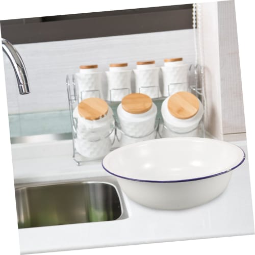 TOGEVAL Enamel Footbath, Foot Basin for Soaking Foot, Enamel Foot Basin, Basin, Vintage Footbath, Retro Foot Washing Station, White