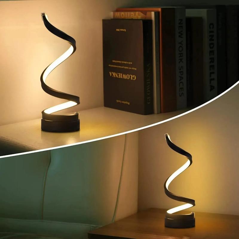 Modern Spiral Dimmable LED Table Lamps for Living Room, Small Bedside Lamps, Nightstand Lamp for Bedroom, Office, Home