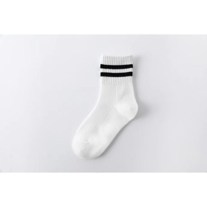1Pair Children's Socks Spring Summer Thin Mesh Breathable Boys Girls Middle Tube Cotton Socks Black White Grey Student Sports Socks