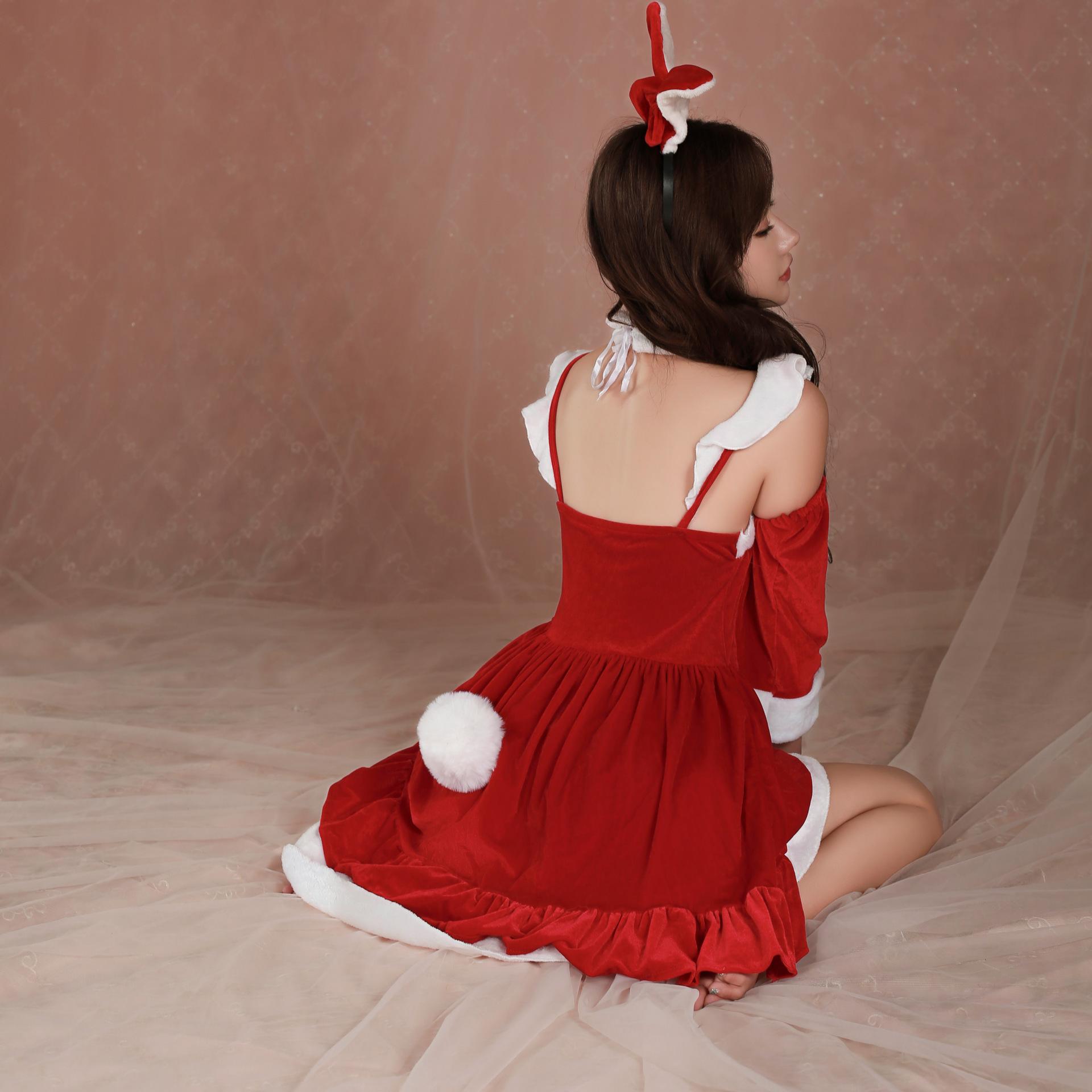 

Sexy Lingerie Adult Christmas Dress Festive Party Dress Up Santa Dress Cute Passion Red Suit one size fits all [recommended 40-75kg ]