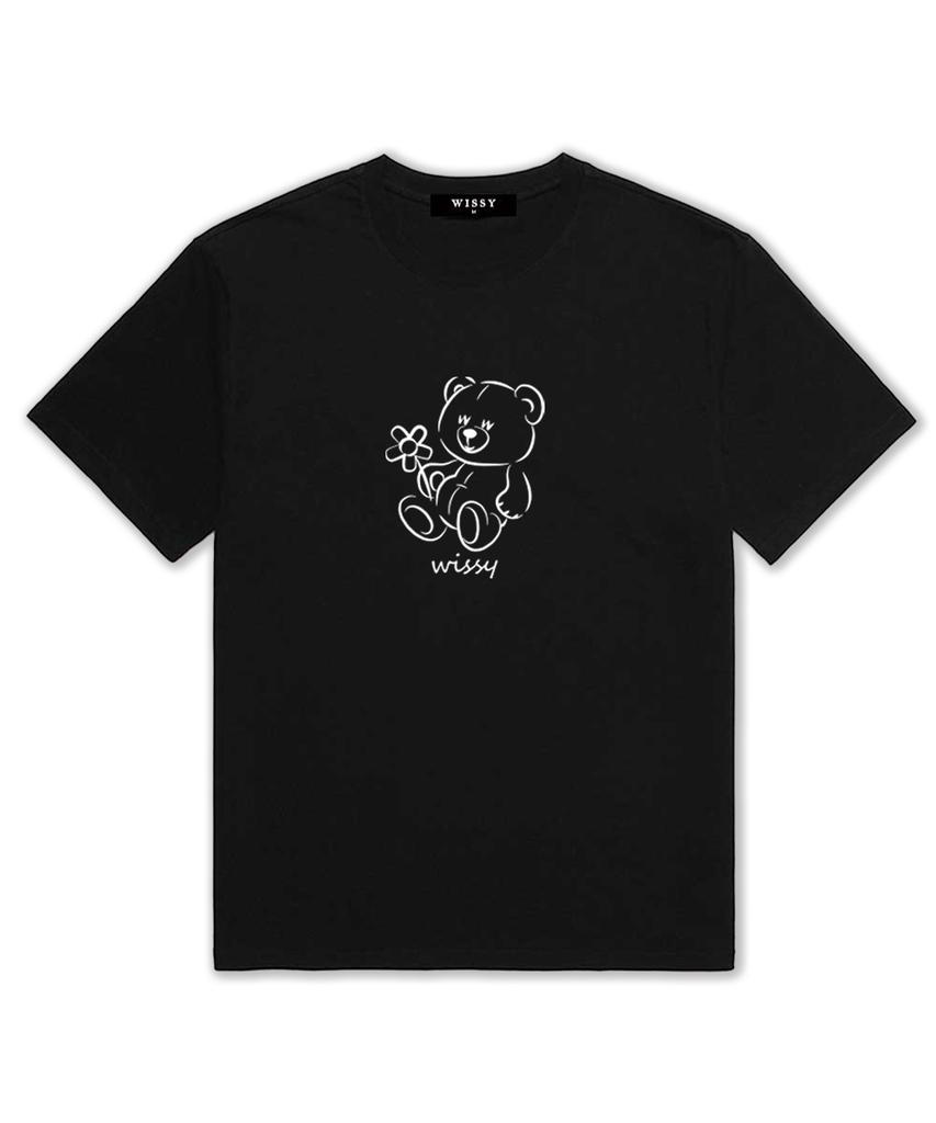 Wissi Blume Bär Kurzarm T-Shirt (Ws022) Schwarz