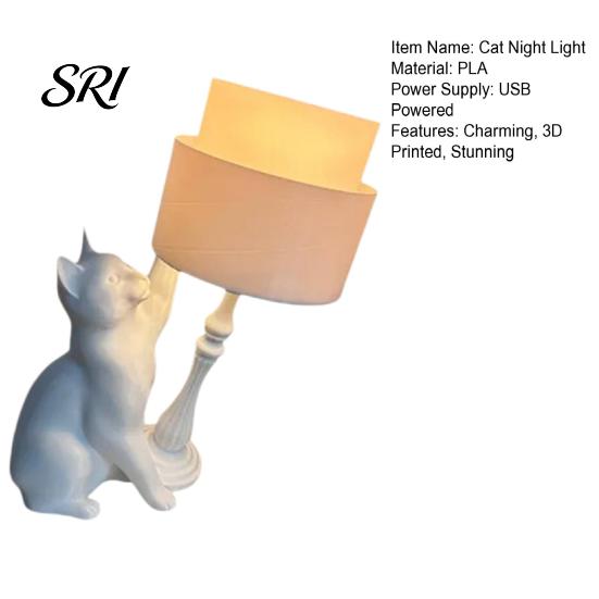LED Cat Night Light Naughty Table Lamp 3D Printed Tipping Ornament Creative Bedside for Living Room Bedroom Home Decor Animal
