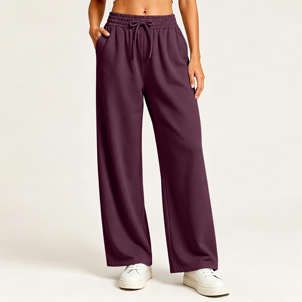 Women's Stylish Casual Loose Fit Straight Leg Pants with Pockets in Color for Everyday Wear