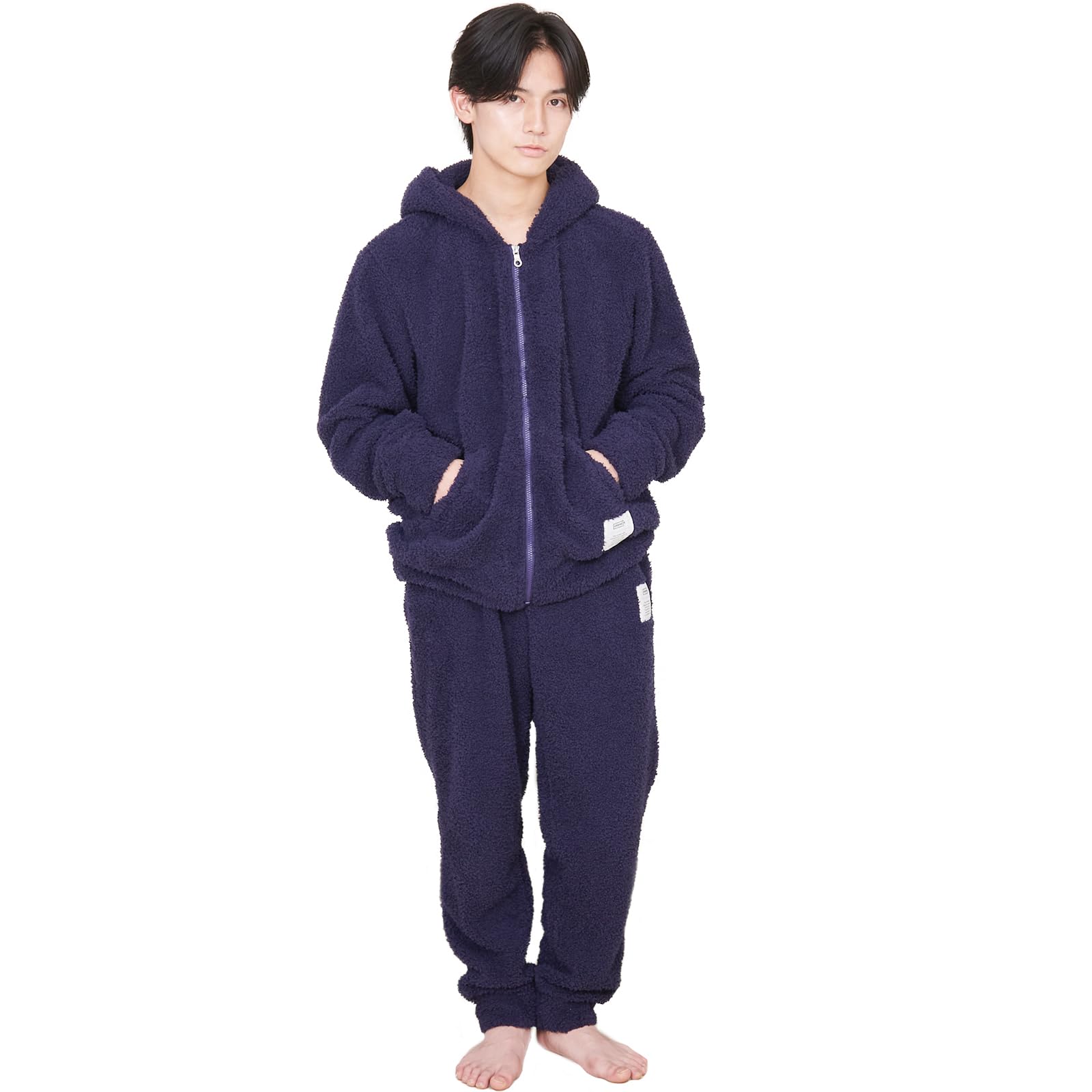 

Luanna Jena Loungewear Pajama Long Sleeves Birthday QWHIM01 Men s Set, Fluffy, Zip-Up Front, & Pants, Gift, (L, Navy)