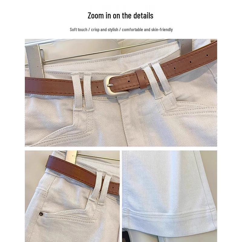 Dámské světlé džíny s širokými nohavicemi, zeštíhlující splývavý lem, jaro/podzim 2025 kalhoty s rovnými nohavicemi.