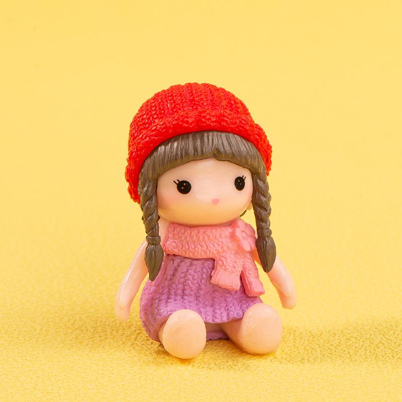 Micro Landscape Decoration Cute Cartoon Doll Girl Four-color Hat Birthday Gift Small Ornaments