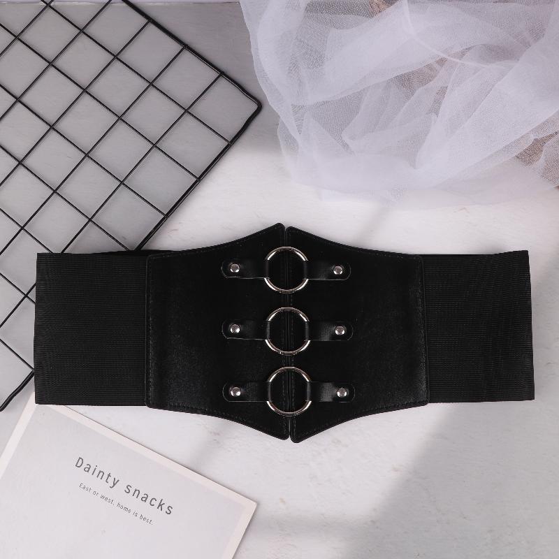 Fashionable Gothic Corset Belt Triple Buckle With Black Rivet Studs Elastic Waspie Waistband For Punk Women Perfect For Coats