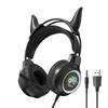 Luminous Wired E-sports Headset Game Headset Cute Magic Ear Wire Control with Microphone
