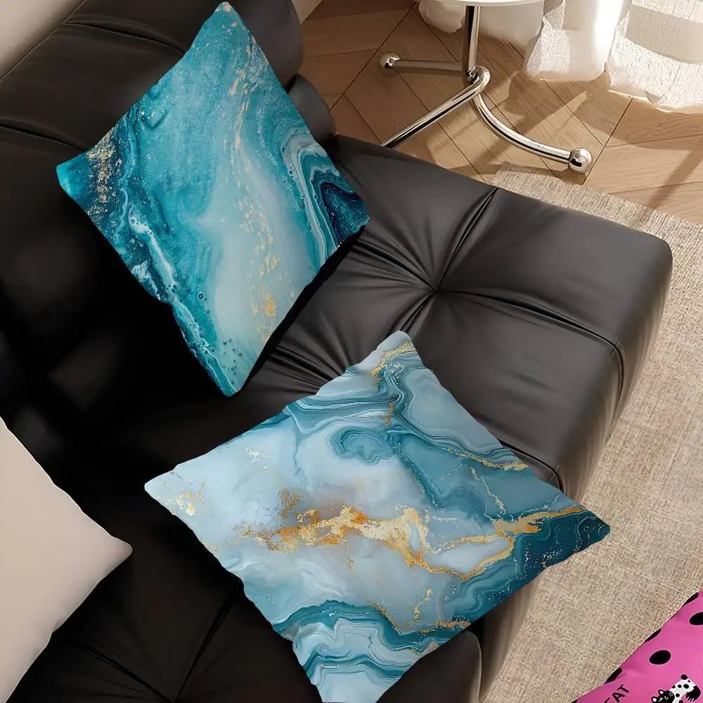 Decorazioni per la Casa Copricuscini con Motivo Marmo Blu e Oro Copricuscino con Motivo Adatto per Divano Camera da Letto Auto