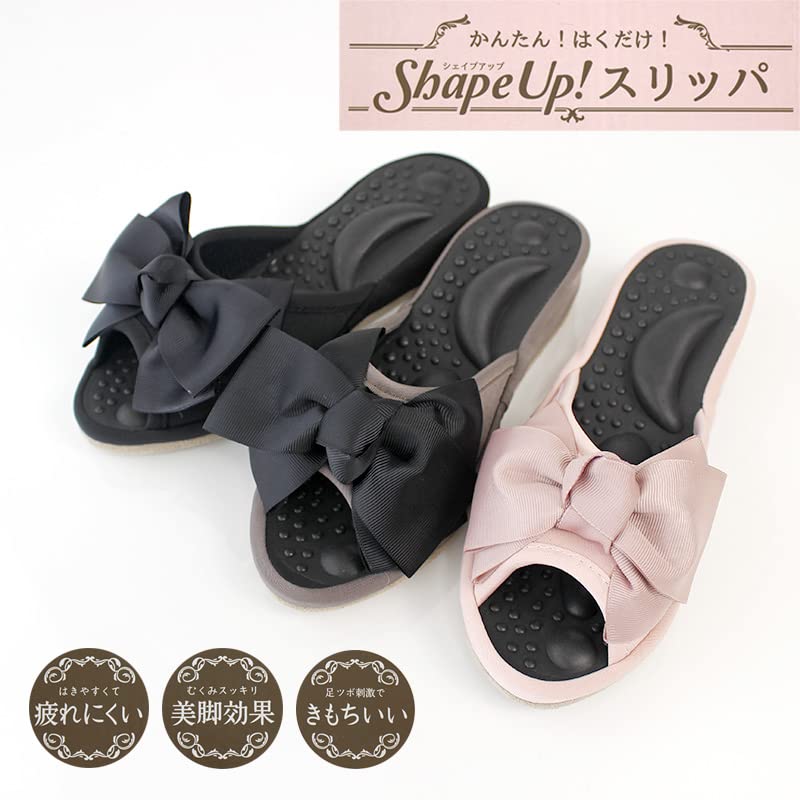 room health free size Shape-up slippers, ribbon, pink, shoes, slippers, women's