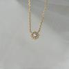 14K Gold-Plated Sterling Silver Clavicle Chain with Small Flower Pendant - Simple, Everyday Necklace for Women.