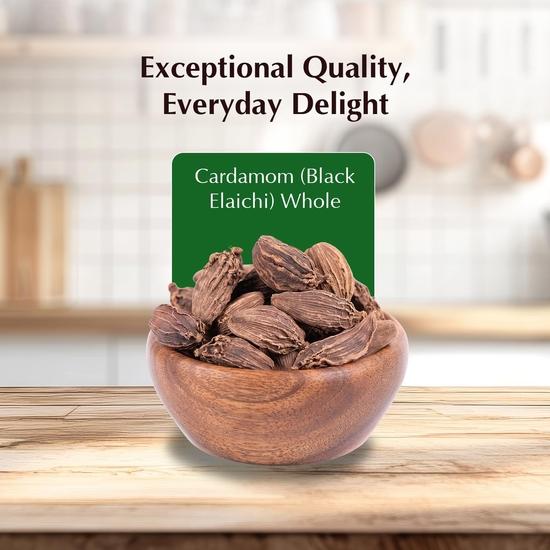 Vedaka Whole Black Cardamom, 100g & Amazon Brand - Vedaka Black Peppercorn (Kali Mirch), 100 G
