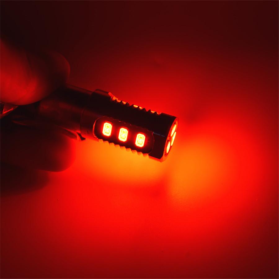 3157 Red Stop Brake  Flash Strobe  Blinking Rear Alert Safety 12-LED Light Bulbs  Brake Tail Stop Lights