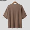 INCERUN Summer Men Short Sleeve Baggy O-neck Knit Loose Tee Tops