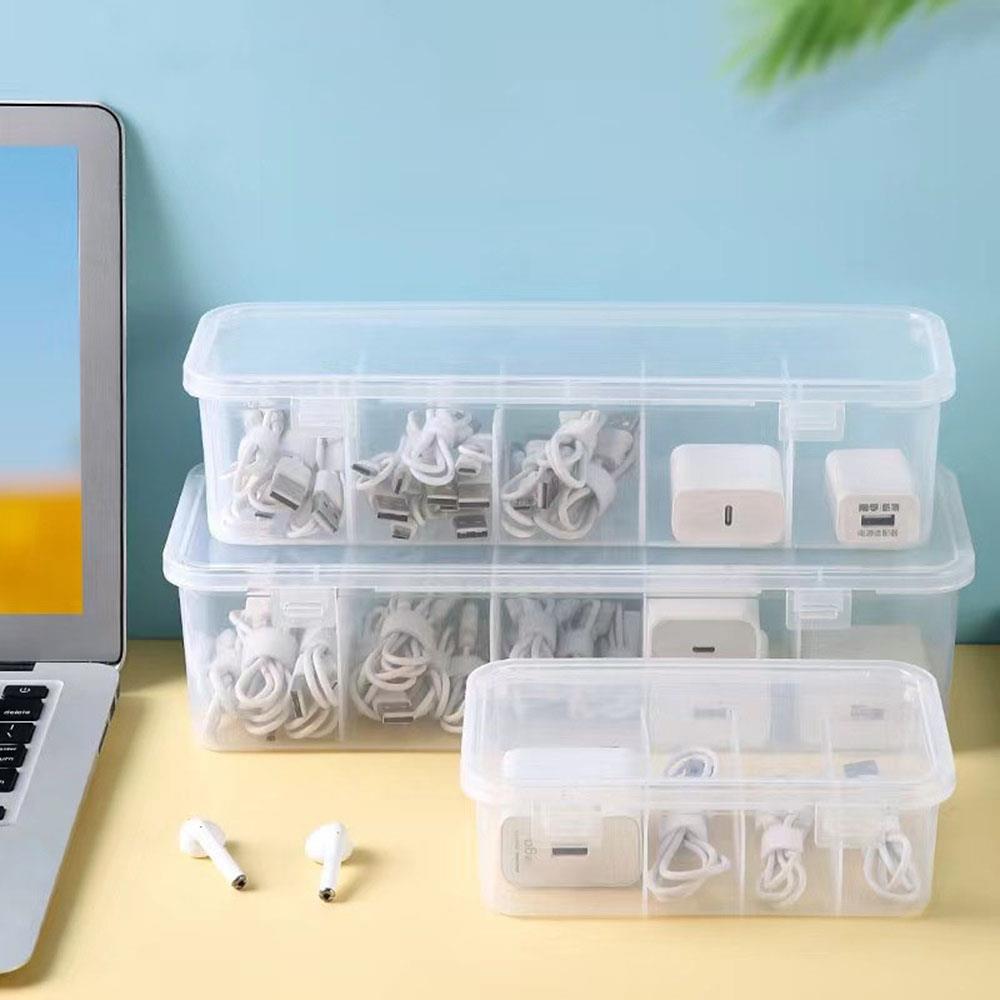 Transparent Cable Storage Containers Dustproof For Data And Charging Cords Storage Box Multifunctional Home Supplies Organizer