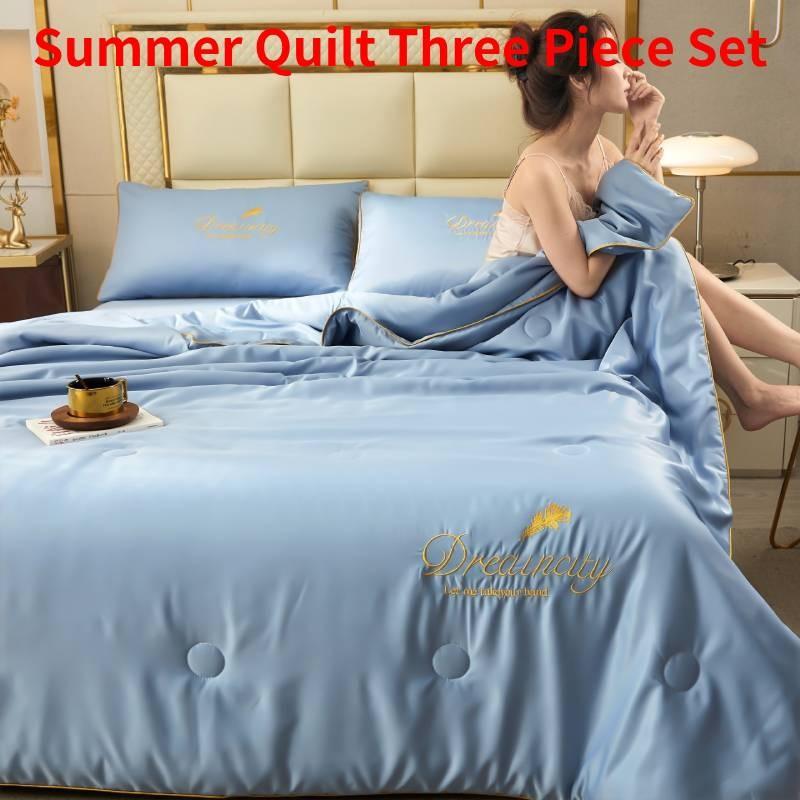 

Summer Cooling Water Wash Ice Silk Quilt With Light Luxury Four Piece Bedding Set For Home Use 150x200cm