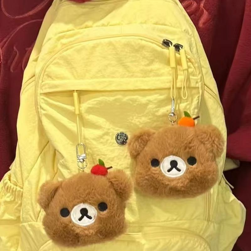 Anime Apple Orange Rilakkuma Kawaii Cute Plush Keychain Backpack Pendant Decoration Doll Couple Best Friend Girl Birthday Gifts