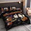 3 Halloween Cartoon Ghost Printed Down Duvet Covers, 1 Down Duvet Cover+2 Pillowcases, No Core. Soft and Comfortable Bedding Set