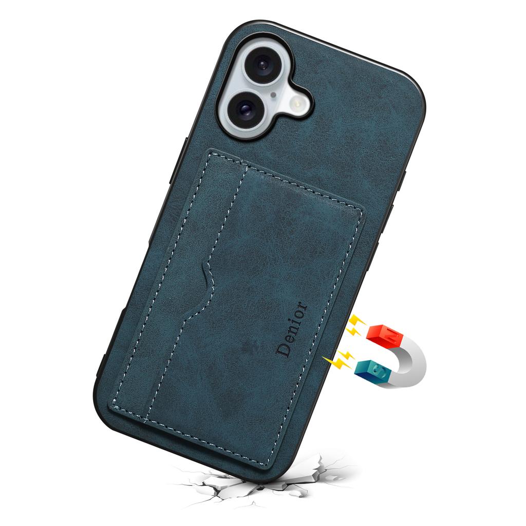 DENIOR Pouzdro pro iPhone 17 s držákem na karty, stojánkem, kožený zadní kryt telefonu