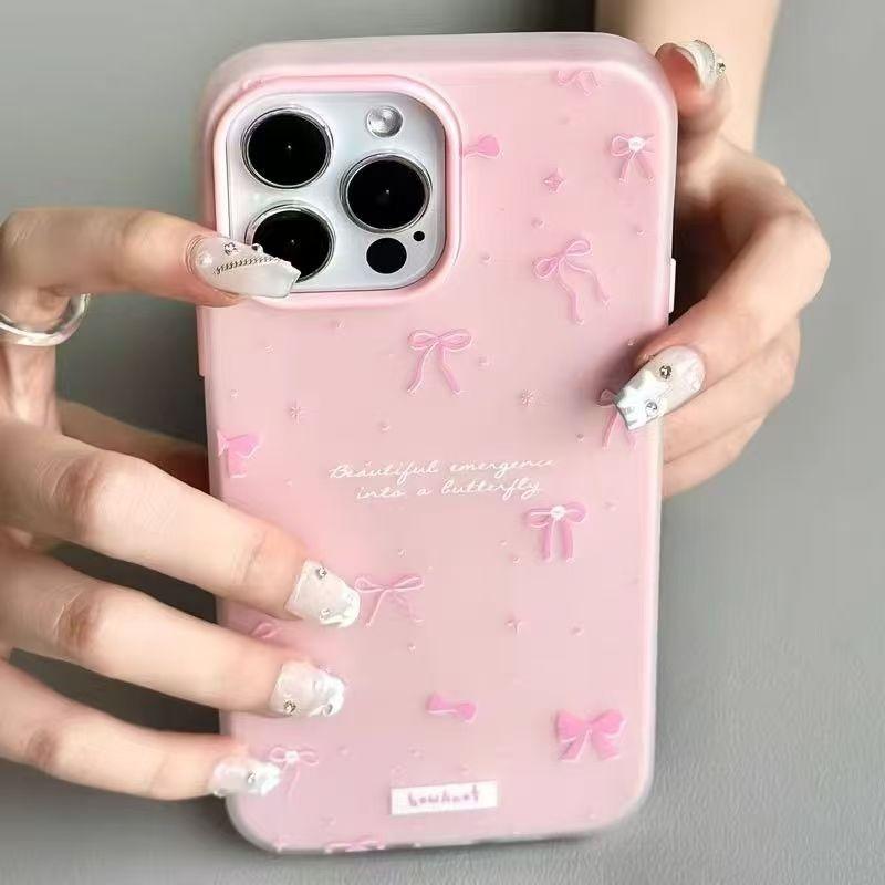 Luxury Bow Knot Phone Case for iPhone 16 15 14 13 12 Pro Max 11 14 Plus Casing Shockproof Bumper Fundas