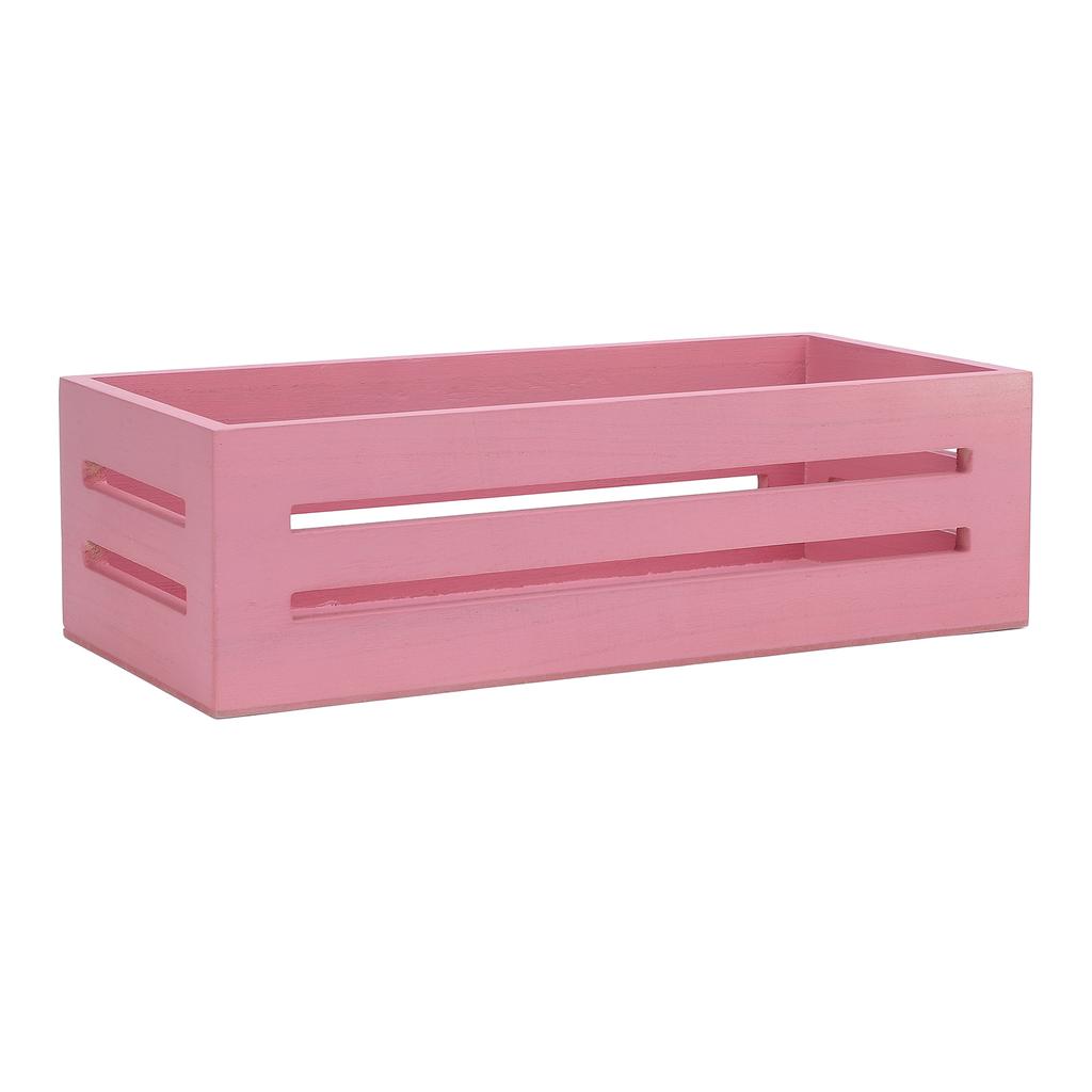 12.99 X 6.1 X 3.94in Wooden Storage Basket Multifunctional Pink Storage Crate Box for Bathroom