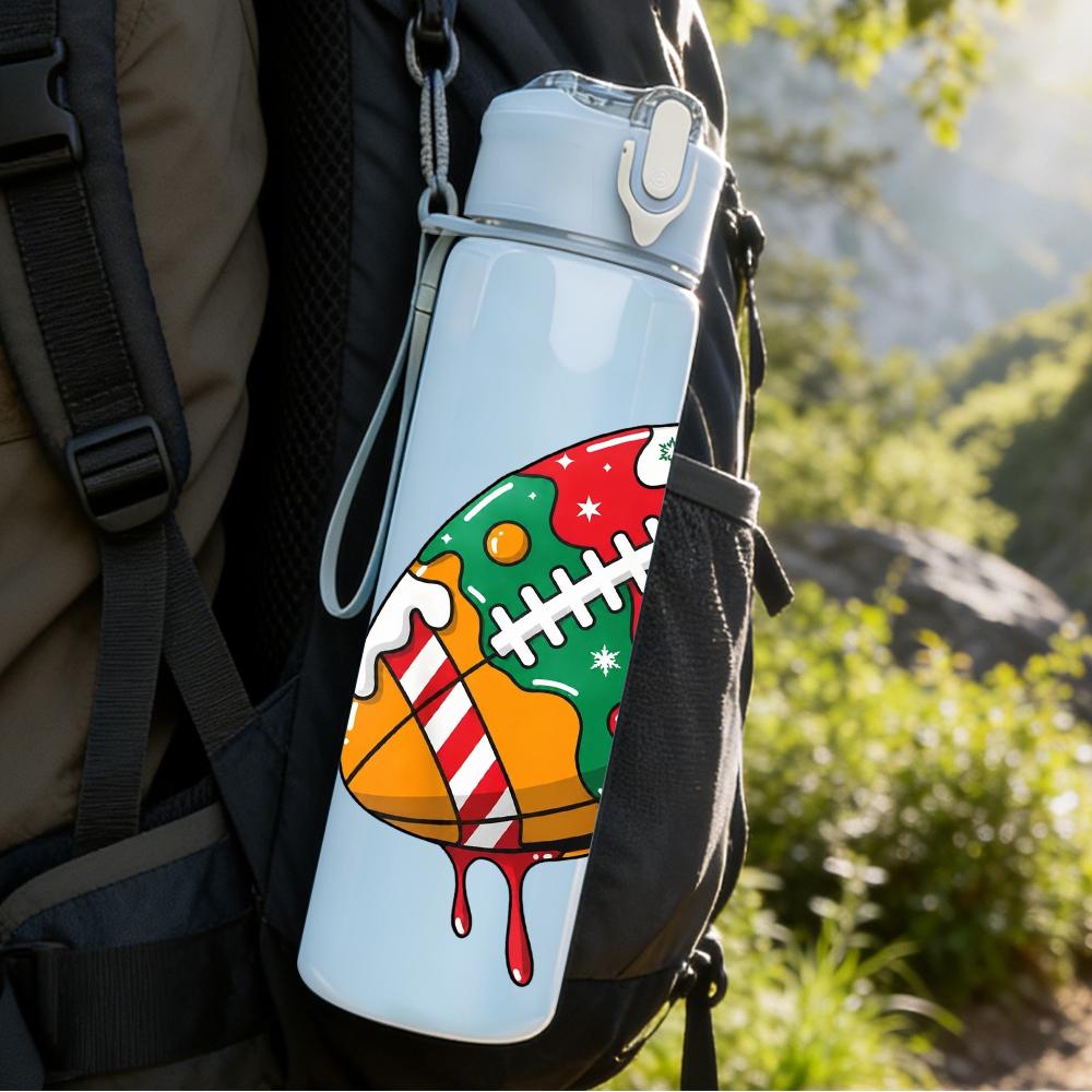 1PC Colorful American Football Graphic 750ml Color Plastic Water Bottle Leakproof Flip Straw Lid For Sports Office Home Use