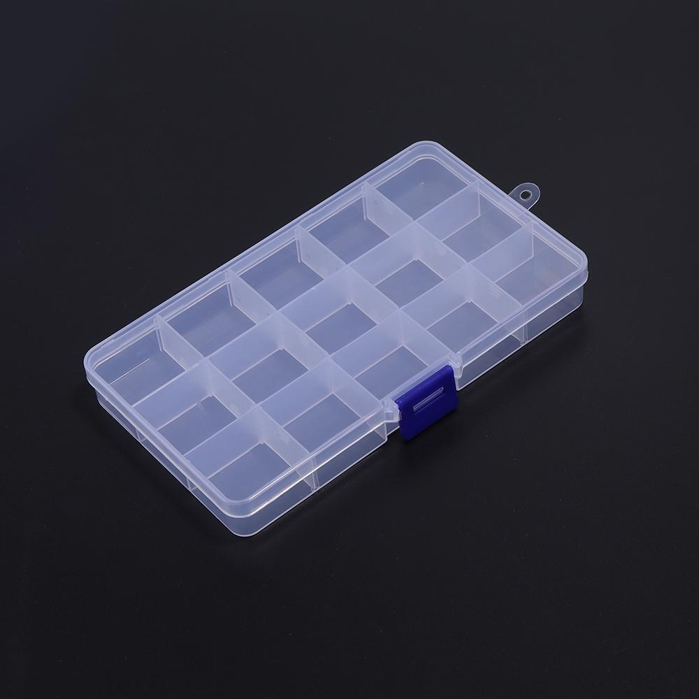10-15 Grids Plastic Transparent Storage Box Square Adjustable Organizer with Cover for Jewelry Beading Compartment Storage Case