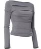 Peulleeoeob Asymmetrical Draped Long Sleeve (Fl-195_Gray)