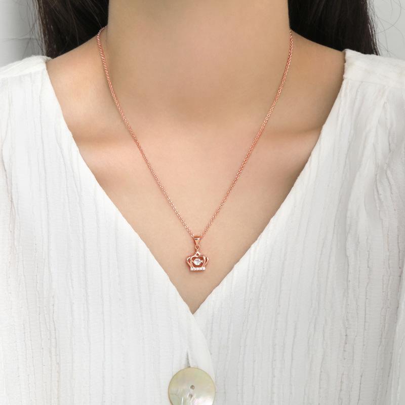 Tanzender Anhänger Schlüsselbeinkette, Japanische und koreanische Version von einfachem Design, schlagendes Herz Krone smarte Halskette