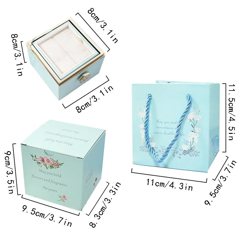 Rotation Rose Jewelry Gift Box Valentine's Day Acrylic Ring Boxes Necklace Storage Display Rack