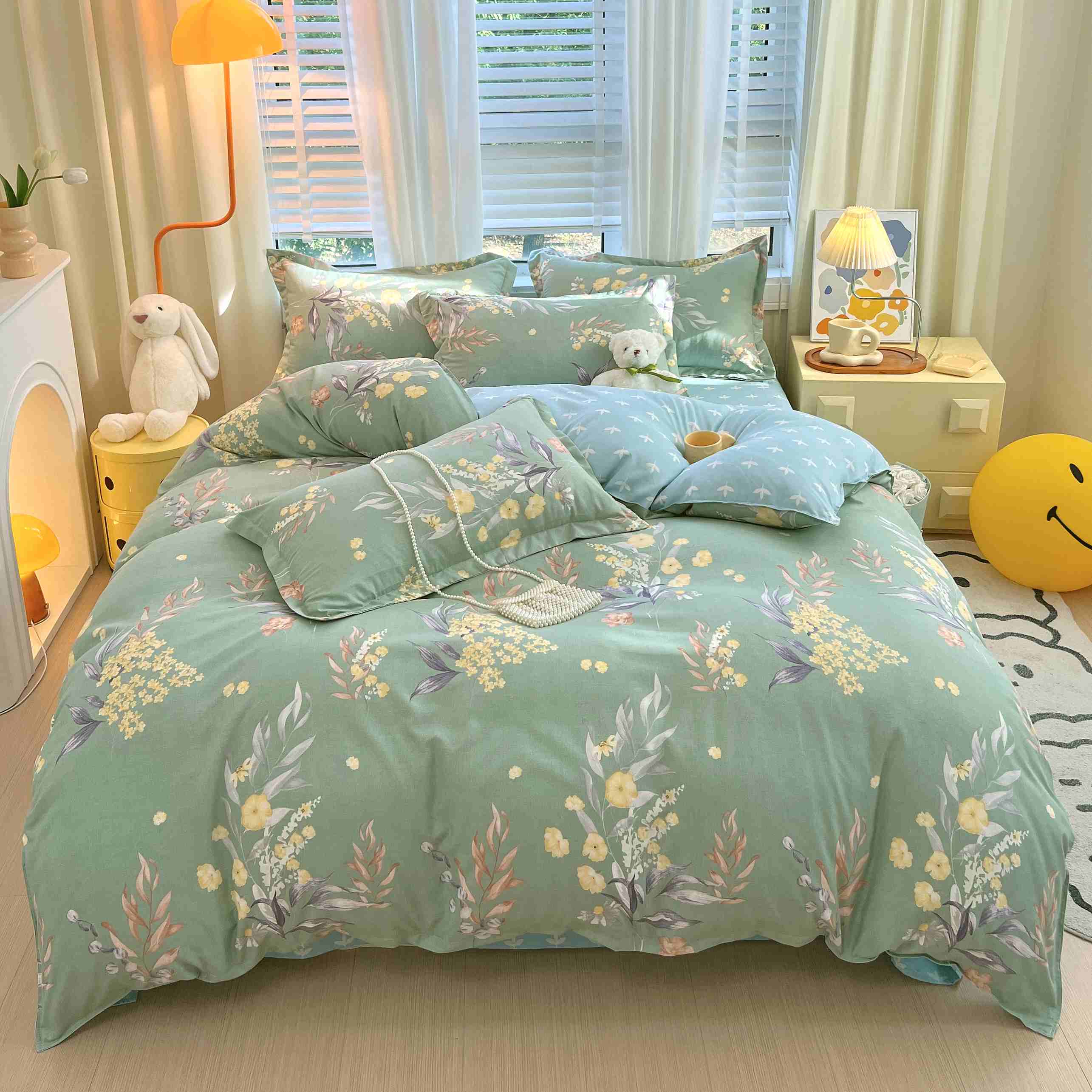 

3/4pcs Colorful Love Duvet Cover Set Letter Print Double Queen Bedding with Zipper Soft Breathable Quilt Cover Machine Washable Flat Bed Sheet&150x200cm 3pcs set