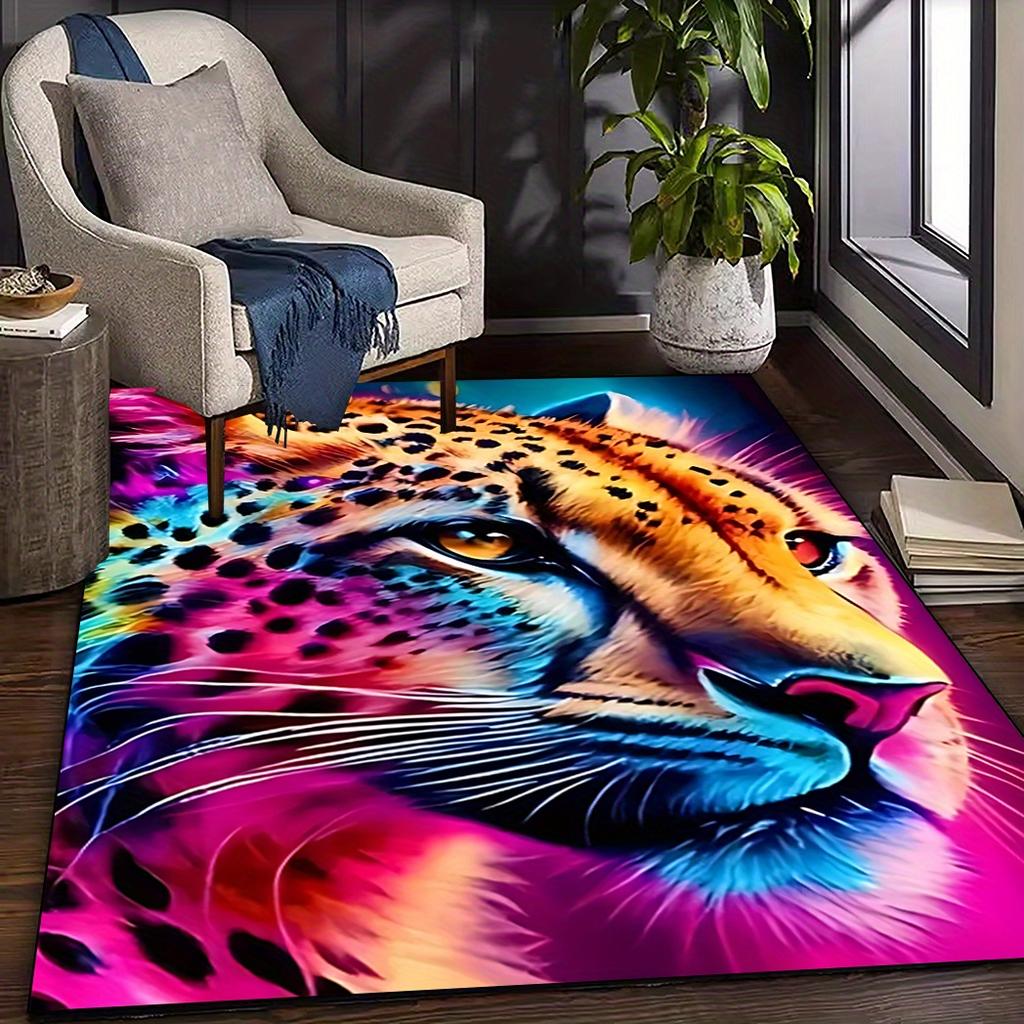 Crystal Velvet + Polka Dot Plastic Base 1 Rainbow Leopard Print Carpet Carpet / Living Room / Office / Living Room