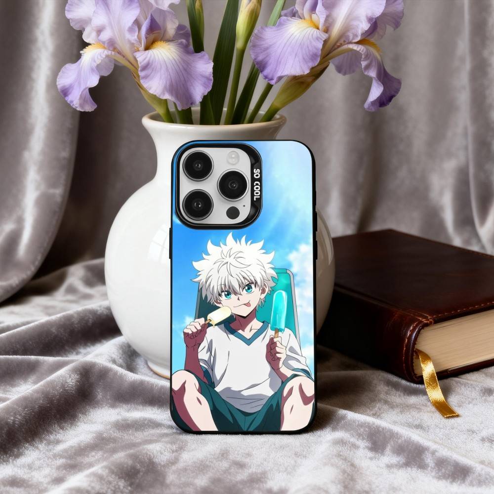 K-Killua Z-Zoldyck H-Hunter X Hunter Phone Case For iPhone17,16,15,14,13,12,11 Plus,Pro Max Black Candy silver phone case
