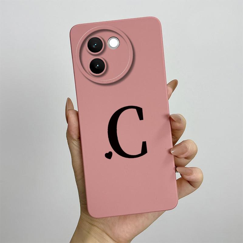 For Vivo V30e Case Vivo V30E 5G V2340 V2339 Phone Case Cute Initial Letters ShockProof Matte Silicone Soft Protective Back Cover