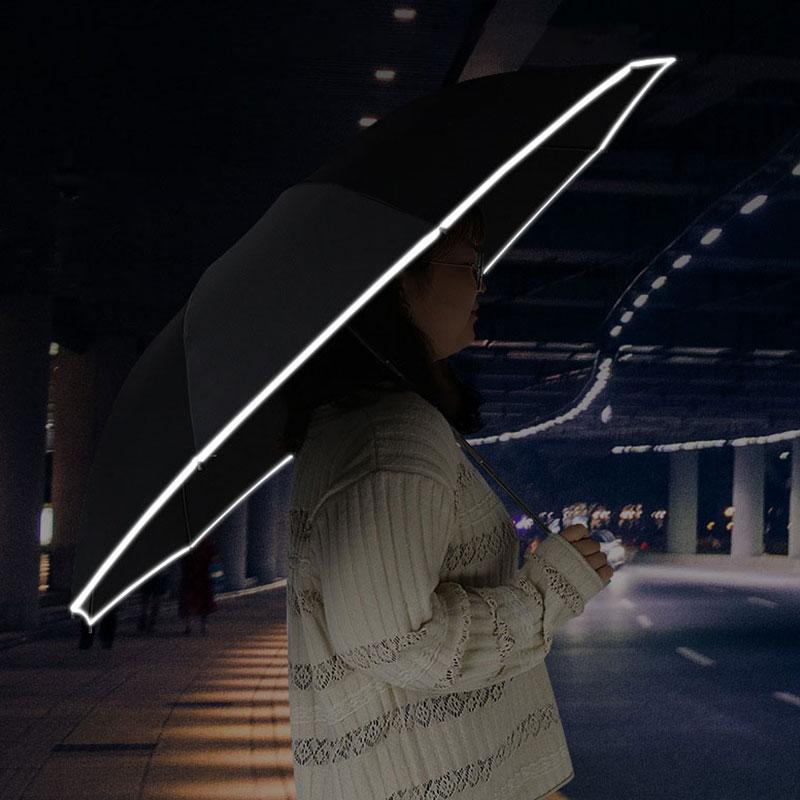 Reverse Umbrella Automatic Windproof With Reflective Stripe Portable 10 Reinforced Ribs