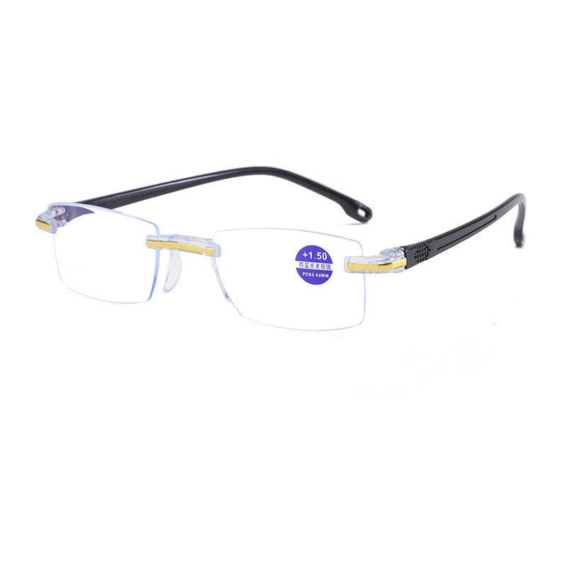

2025 Новые безрамные минималистичные очки для чтения с горячей штамповкой, высокой четкостью, защитой от синего света и дисплеем для людей с пресбиопией +250