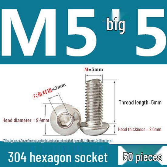 ISO7380 Stainless Steel Hex Drive Dome Head Screws - M2 to M16