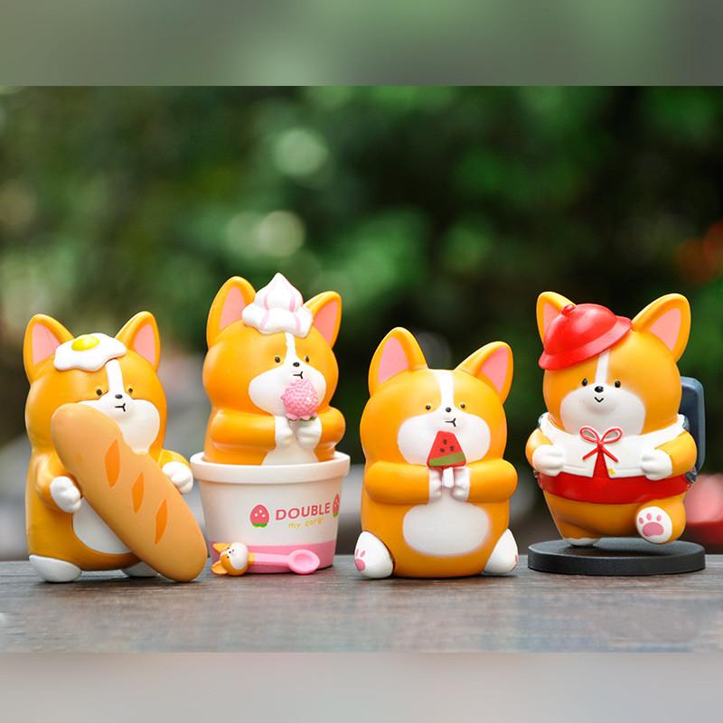 Fun Shiba Inu Corgi Figurine Playful Pvc Design For Desk And Car Accessories