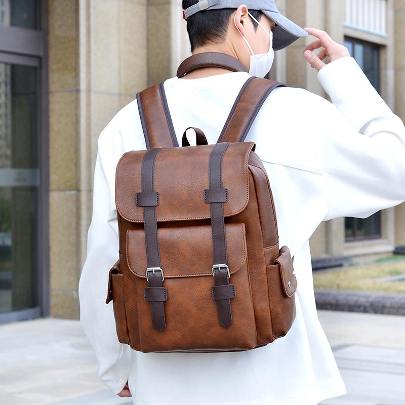 Herren Leder Schulterrucksack - Wasserdichte Retro Laptoptasche für Business & Reise (Schultasche im Vintage-Stil mit großer Kapazität)