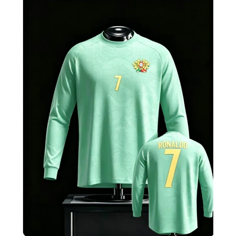 Portugal Round Neck Long Sleeved Football Jersey, Breathable, Quick Drying, Fashionable and Versatile Digital Jersey