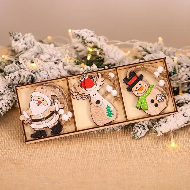 Wooden Christmas Pendant Merry Christmas Decoration for Home 2025 Navidad Xmas Tree Hanging Ornaments Kids Gifts New Year 2025