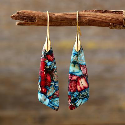 BLINGBAY Women's Pendant Earrings New Bohemian Imperial Stone Geometric Pendant Earrings Popular Natural Stone Jewelry Modern Jewelry Gifts