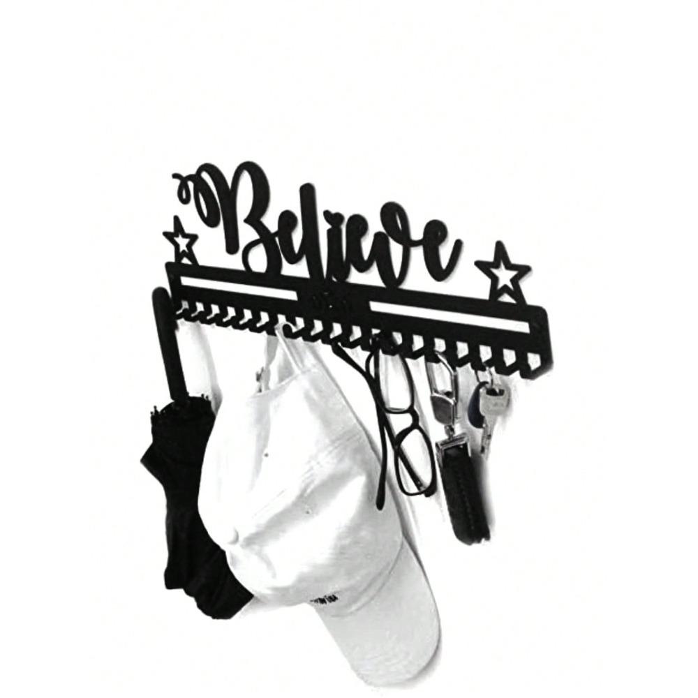 

Metal Wall Coat Rack with 5 Hooks, Hallway Storage Organizer for Jackets, Hats & Keys, Entryway Decorative Hanger, Black TY6520