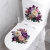 Watercolor Purple-pink Flower Toilet Sticker  Removable, Waterproof, Bathroom Toilet Decoration Sticker