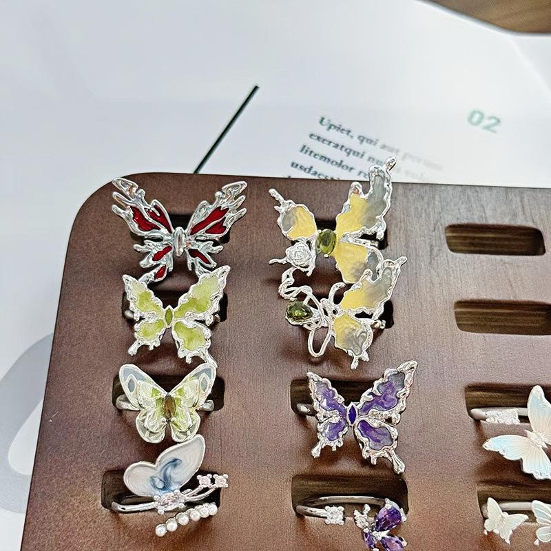 Zircon Enamel Butterfly Open Ring: Luxurious, Versatile, and Stylish for Women