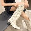 Fashion Women's Boots Retro Rivet Embroidery Cowboy Boots Punk  Luxury Brand High Boots Country Music Festival Women's Boots Botas Mujer